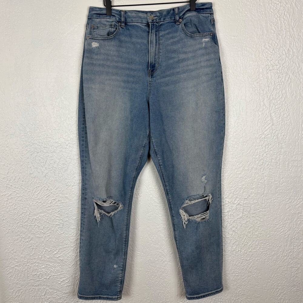 American Eagle Distressed Curvy Mom Jeans Stretch Size 14 Long